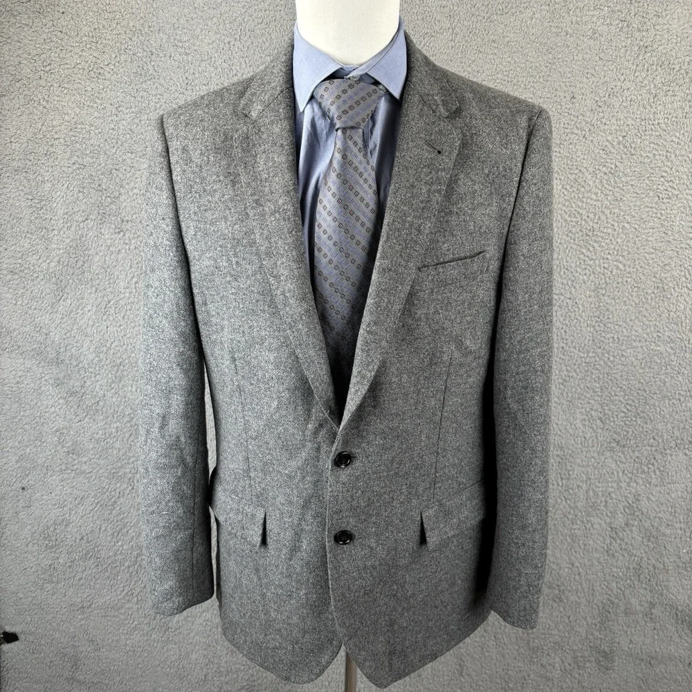 J Crew Ludlow Yorkshire Moon Tweed Wool Sport Coat Blazer 42L Mens‎ Grey Jacket
